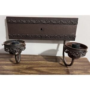 Vintage Ornate Metal Double Light Bathroom Wall Sconce USA Parts or Repair